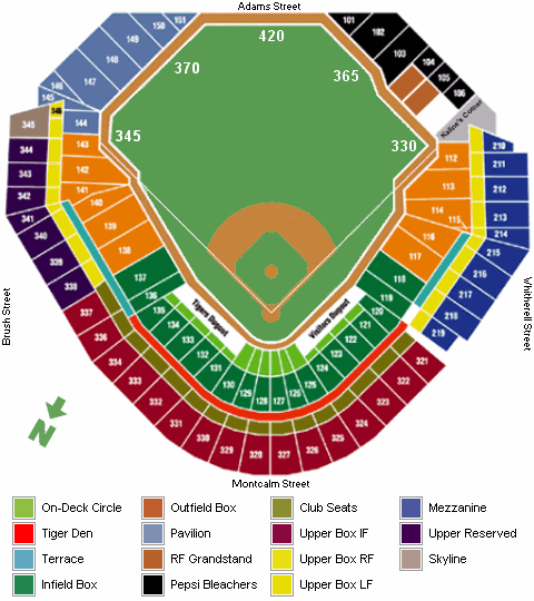 Comerica Park seating diagram