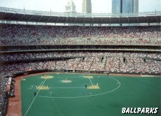 Riverfront Stadium with downtown Cincinnati