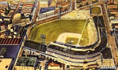 Western aerial view of Crosley Field